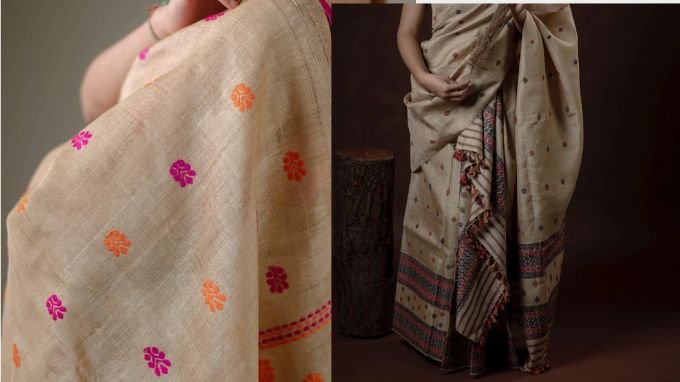 muga silk fabric saree from Assam
